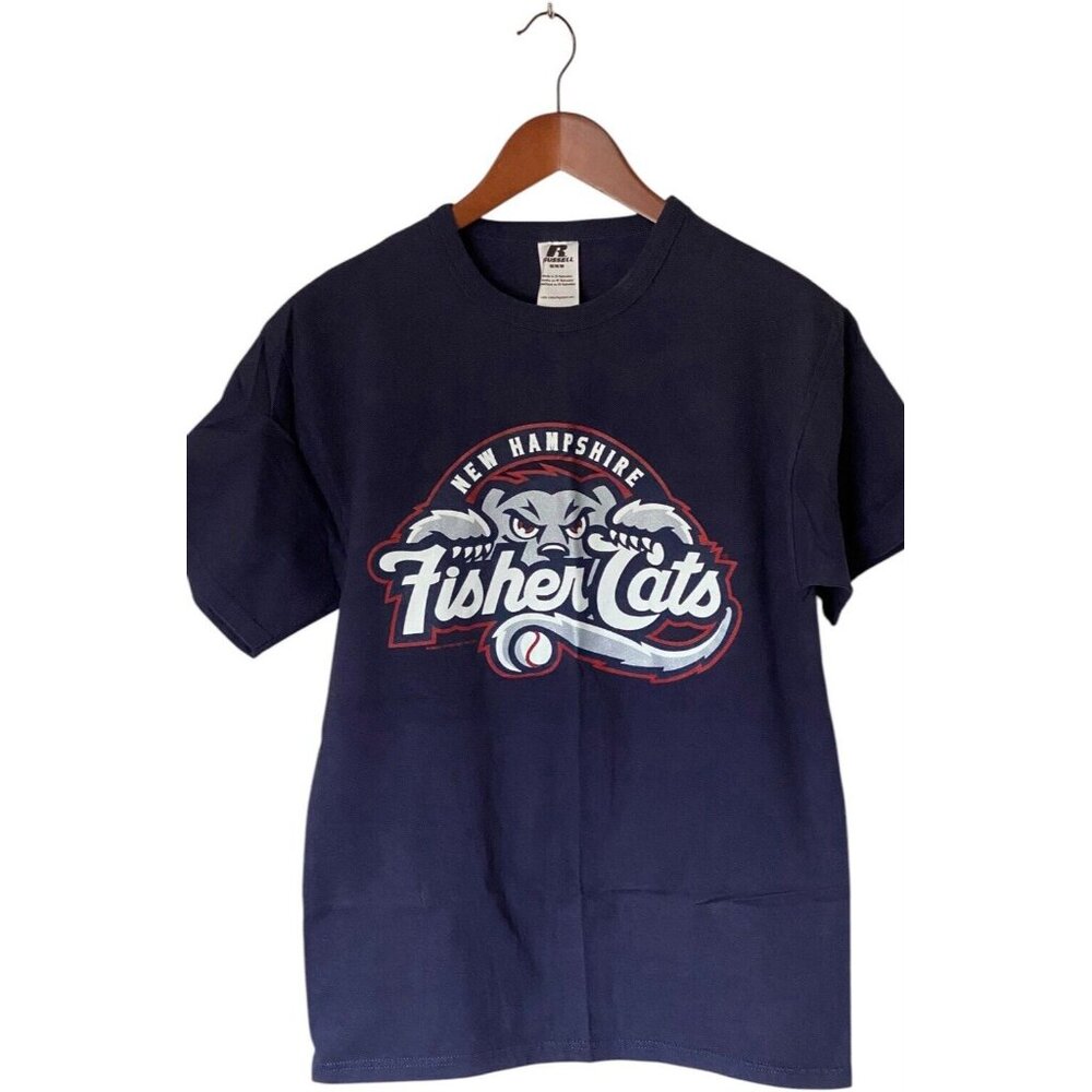 New Hampshire Fisher Cats Blue S/S T-Shirt Men's Size M MILB 2011 Russell Brand